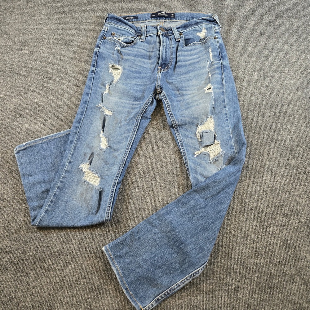 Hollister Slim Straight Epic Flex Distressed Jeans Womens 28x30 90s Vibe Surfer